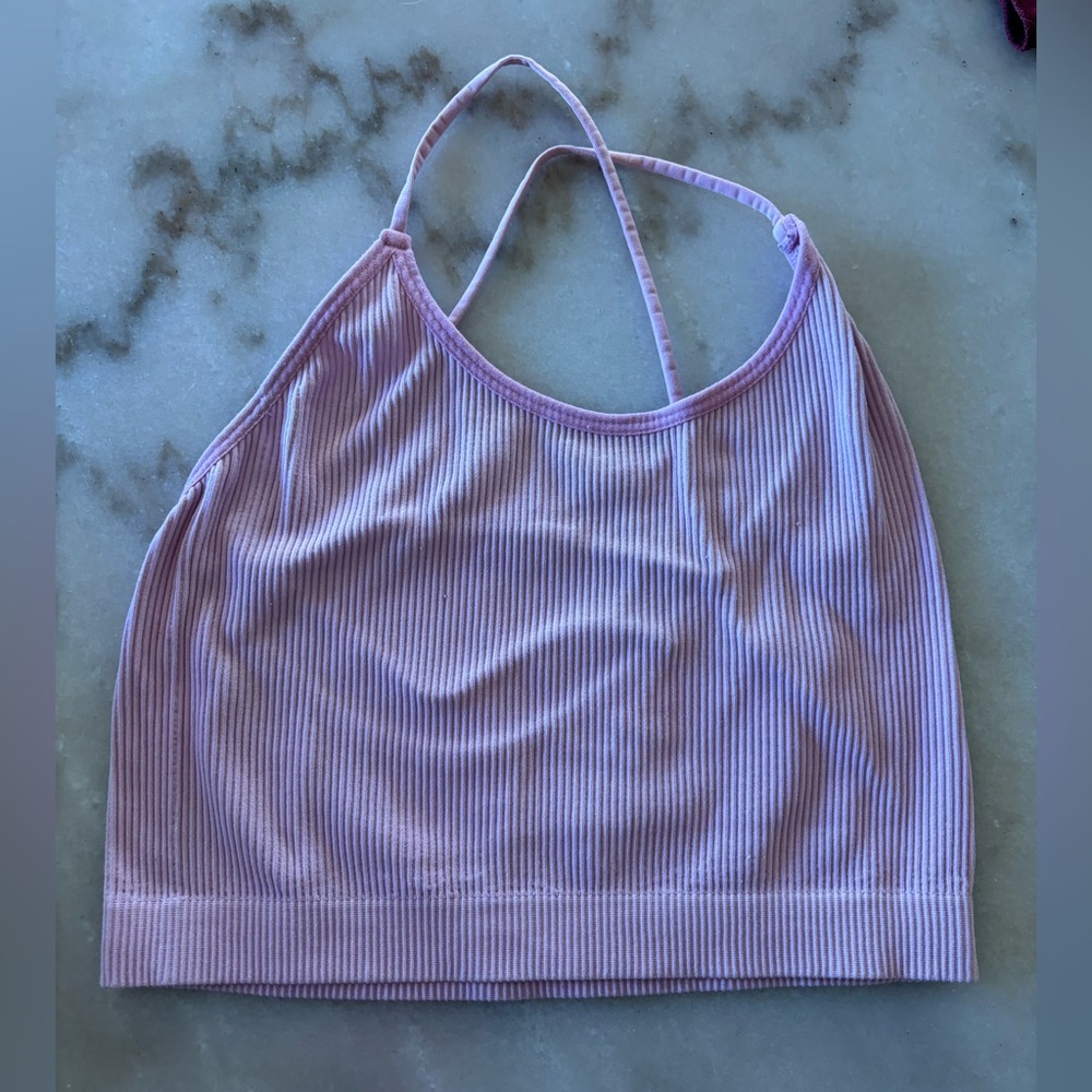 Pink Ribbed Women's Bralette/Crop